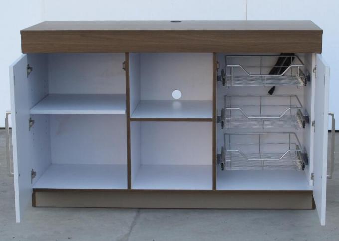 White Color Hotel Microwave Fridge Cabinet HPL Top With Side Mounted 0