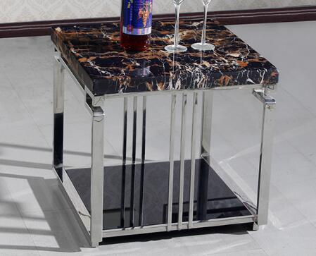White Quartz Top Living Room Coffee Table Metal Frame With Stainless Steel Polished 0