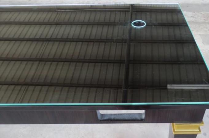 High Gloss Sheen Glass Top Writing Table For 5 Star Hotel , Ebony Wood Veneer 1