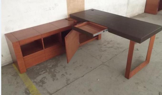 L Shaped Office Desk With Slide Drawers / Assembled Cherry Wood Desk 0