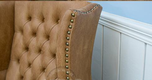 Leisure Leather Upholstered Living Room Couches Antique Style 24'' Arm Height 0