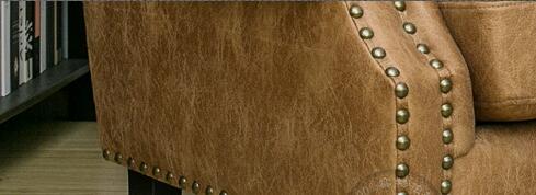 Leisure Leather Upholstered Living Room Couches Antique Style 24'' Arm Height 2