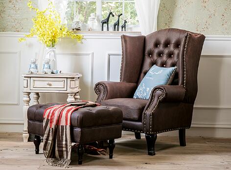 Leisure Leather Upholstered Living Room Couches Antique Style 24'' Arm Height 3