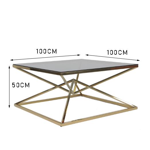 Overlapping Triangles 0.5cbm Metal Frame Coffee Table With Clean Glass 0