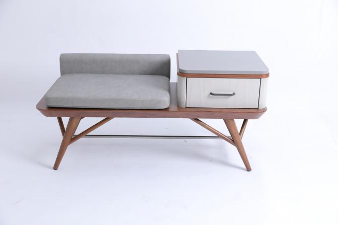 Hotel Bedroom Upholstery Luggage Bench With Drawer Solid Wood Legs 0