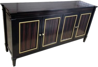 Ebony Wood 4 Door Dresser Brass Metal Boutique Hotel Furniture Eco Friendly