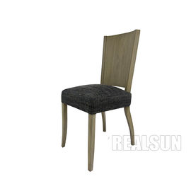 Custom Solid Wood Hotel Bedroom Furniture Dining Room Chairs Grey Linen Fabric