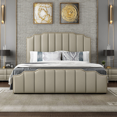 अच्छी कीमत Frosted Luxury Hotel Bedroom Furniture 1.8x2.0 M Leather Bed ऑनलाइन
