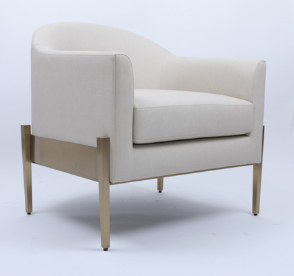 अच्छी कीमत White Fabric Single Lounge Armchair Sofa Luxury Comfortable Gold Metal Frame ऑनलाइन