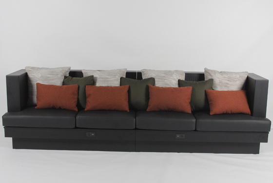 अच्छी कीमत Black Oak Wood Long Banquette Sofa Sheraton Hotel Luxury Design With Pillows ऑनलाइन