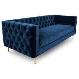 अच्छी कीमत Golden metal leg new model black velvet fabric  button tufted sofa sets for wedding,living room sofa ऑनलाइन