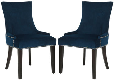 अच्छी कीमत American New model modern style high back with slver neilheads  linen fabric wood dining chair ऑनलाइन