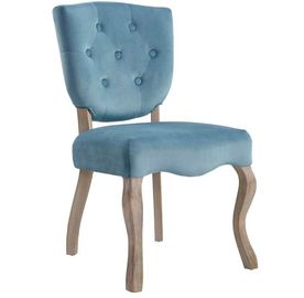 अच्छी कीमत Antique Furniture Dining Room Chairs Button Tufted Blue Color Linen Fabric ऑनलाइन