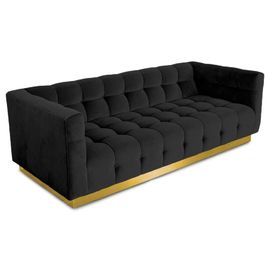 अच्छी कीमत European furniture luxury classic recliner  black Velvet living room sofa with golden metal base ऑनलाइन