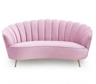 अच्छी कीमत Pink couch velvet tufting upholstered  wedding rental metal living room sofa with 4 metel legs ऑनलाइन
