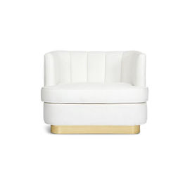 अच्छी कीमत White velvet Fabric Chinese Style Single Accent Leisure Home Living Room Club Armchair Lounge Arm Chair golden base ऑनलाइन