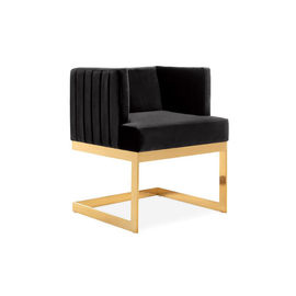 अच्छी कीमत Gold metal shape L legs simple modern style white fabric dining leisure chair with tufted customized design ऑनलाइन