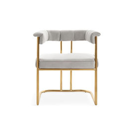 अच्छी कीमत American style high quality Gold brass plating metal base white PU fabric dining armrest chair ऑनलाइन