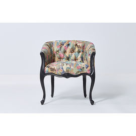 अच्छी कीमत Elegant black with grain Wood Frame Chair French Style Chair Crazy birds Fabric Antique Armchair Accent chair ऑनलाइन