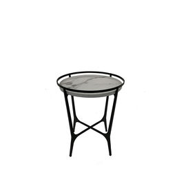 अच्छी कीमत iron with powder coating white and black marble top coffee table for living room, small tea table, side table ऑनलाइन