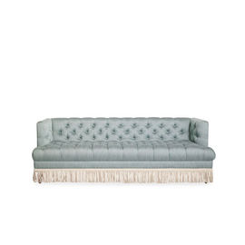 अच्छी कीमत New Design Classics Style Living Room Sofa  3 Seater Grey Velvet Fabric Sofa With Fashionable Tasseles ऑनलाइन