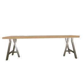 अच्छी कीमत Luxury Hotel Furniture Free Standing Desk With Brushed Aluminum Metal Trestle Legs , Modern Appearance writing desk ऑनलाइन
