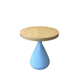 अच्छी कीमत Round Solid Oak Blue Base wood veneer Living Room Coffee Table For Hotel Bedroom Set ऑनलाइन