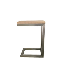 अच्छी कीमत Brushed Nickel Leg Wooden Frame Small Wood Veneer Side Coffee Table For Living Room ऑनलाइन