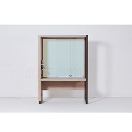 अच्छी कीमत Metal Frame Feet Glass Wood Writing Desk Side Mounted Soft Closing With Drawers ऑनलाइन