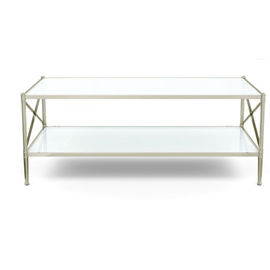 अच्छी कीमत Classic Living Room Coffee Table Decorative Brushed Brass With Tempered Glass ऑनलाइन