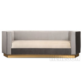 अच्छी कीमत Comfortable Living Room Sofa Mosaic Contrast Color Leather With Chenille Soft Sponge Cushion ऑनलाइन