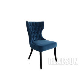 अच्छी कीमत Velvet Bule Fabric Solid Wood Frame Furniture Dining Room Chairs High Button Back ऑनलाइन
