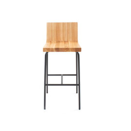 अच्छी कीमत Stain Steel Base Counter Height Modern Bar Stools Solid Wood Back Metal Frame ऑनलाइन