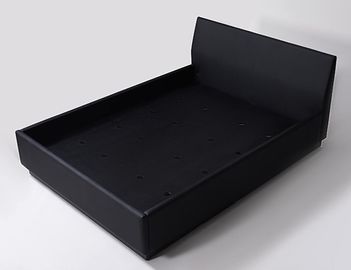 अच्छी कीमत Black Vinyl Fully Upholstered King Size Hotel Bedroom Bed With Black Laminate Base ऑनलाइन