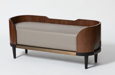 अच्छी कीमत Ritz Carlton Hotel Upholstered Bedroom Bench Walnut Wood Finish ऑनलाइन