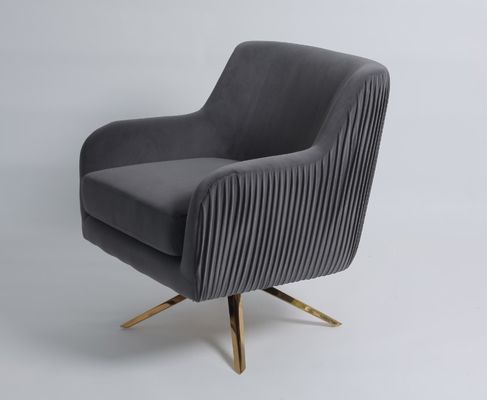 अच्छी कीमत European Grey Velvet Gold Stainless Swivel Accent Chair ऑनलाइन