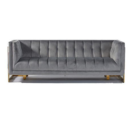 अच्छी कीमत Velvet Fabric Tufted Modern Living Room Sofa With Hallow Metal Legs ऑनलाइन