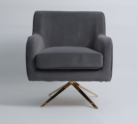 अच्छी कीमत Gold Stainless Steel Legs Modern Grey Velvet Armchair ऑनलाइन