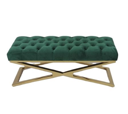 अच्छी कीमत Button Tufted Velvet Bedroom Ottoman Bench Stainless Steel Base ऑनलाइन