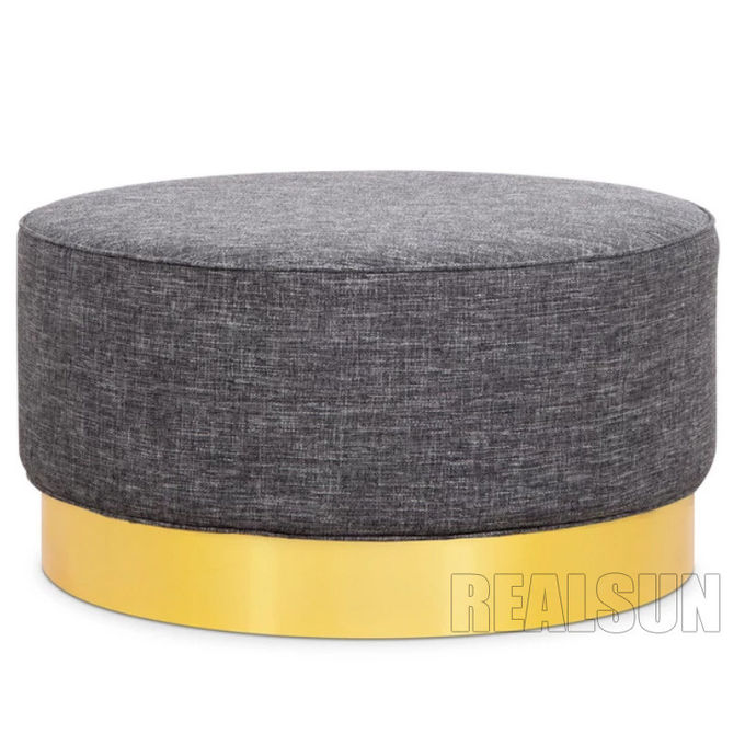 American Style Nisco Round Upholstered Ottoman With Fabric Cover And Memory Foam 0