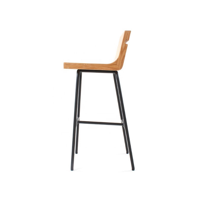 Stain Steel Base Counter Height Modern Bar Stools Solid Wood Back Metal Frame 1