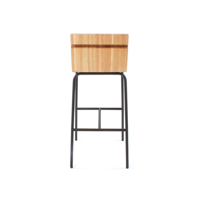 Stain Steel Base Counter Height Modern Bar Stools Solid Wood Back Metal Frame 0