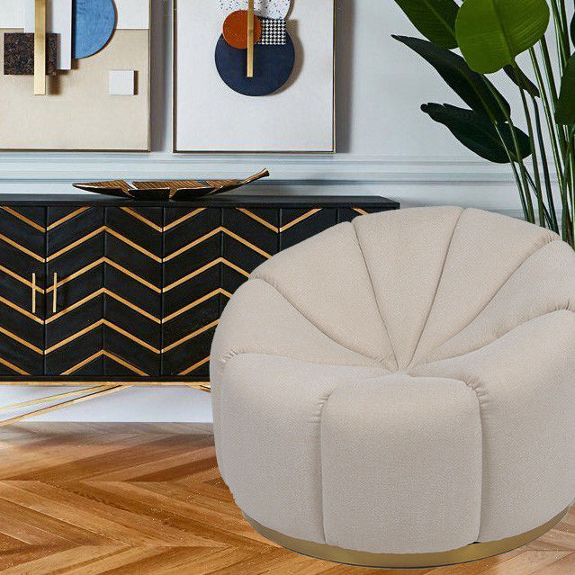 Living Room Furniture Single Velvet Pumpkin Leisure Sofa With Metal Base 4