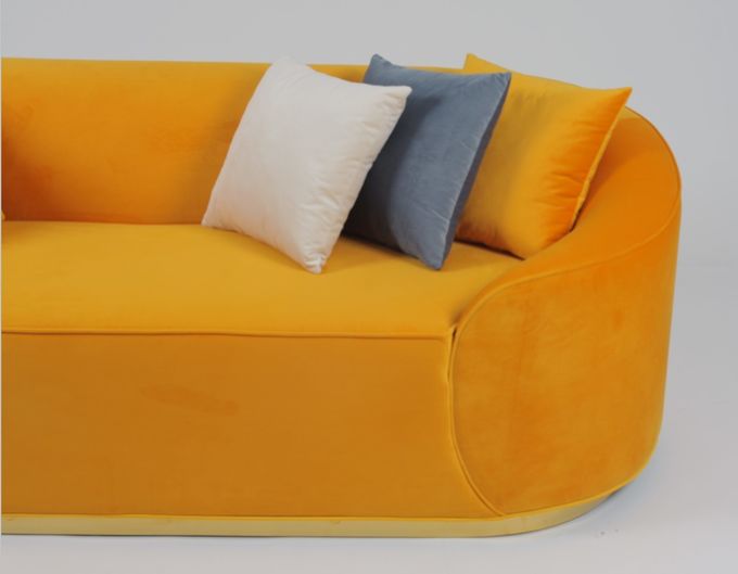Living Room Fabric Velvet Sofa With Metal Base 5