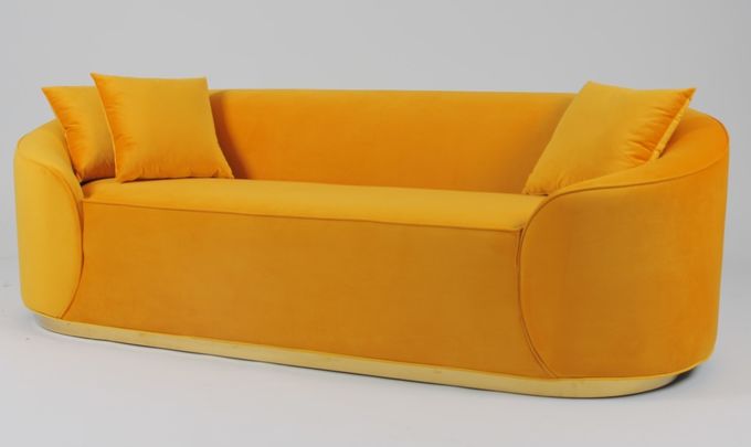 Living Room Fabric Velvet Sofa With Metal Base 4