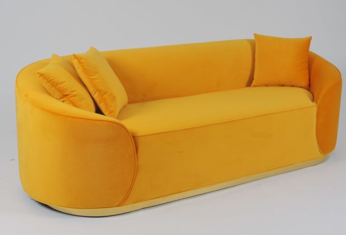 Living Room Fabric Velvet Sofa With Metal Base 3