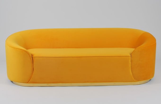 Living Room Fabric Velvet Sofa With Metal Base 1