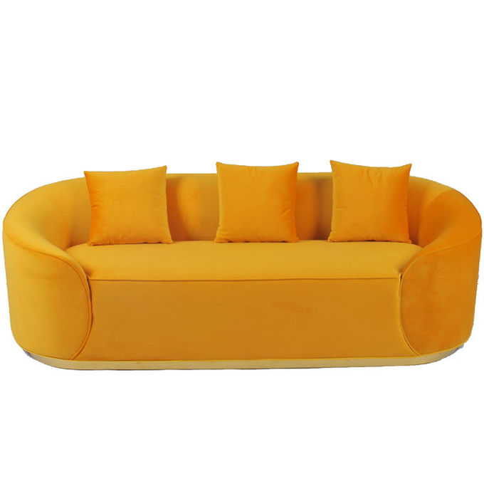 Living Room Fabric Velvet Sofa With Metal Base 0