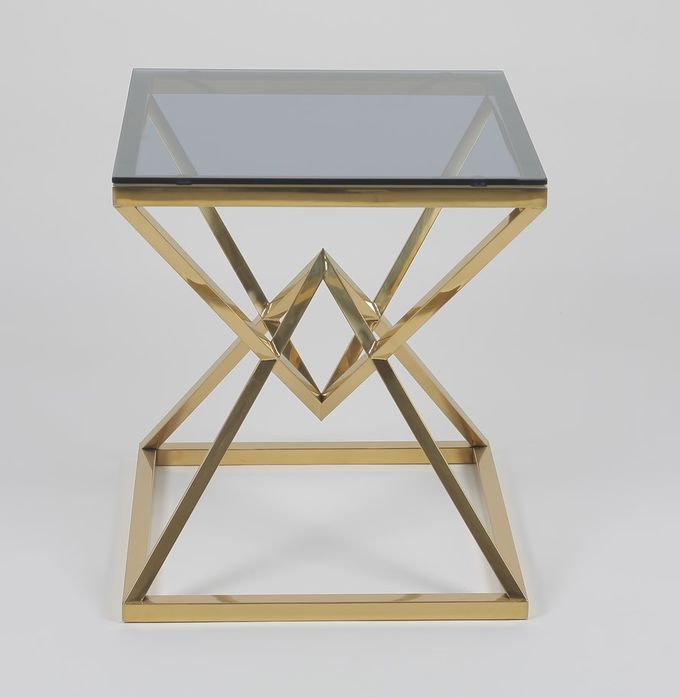 50x50cm Modern 0.47cbm Stainless Steel And Glass Coffee Table 2