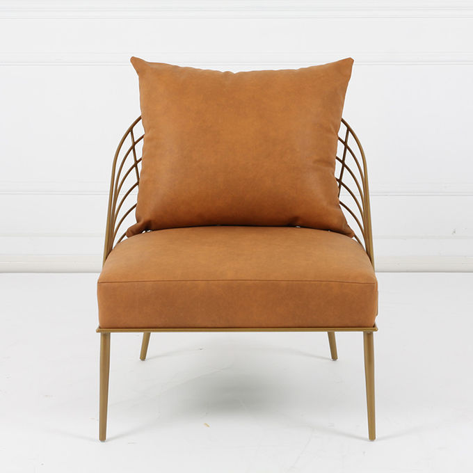 Modern Gold Brass Living Room Armchair Stainless Steel Frame 3